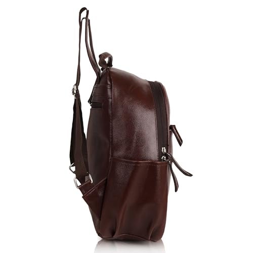 Half Moon Stylish Anti-Theft Leather 22 Litres Backpack Shoulder Bags For Women And Teens Girls | Everyday Use | Office | College |Travel|Work|Birthday Gifts For Wife | Sisters Mother (Coffee Brown) - Image 4