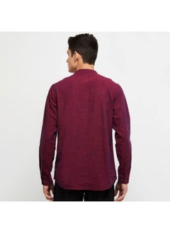 Max Max Men's Long Sleeves Regular Fit Solid Cotton Short Kurta with Band Collar (Maroon_XXL)  - Image 5