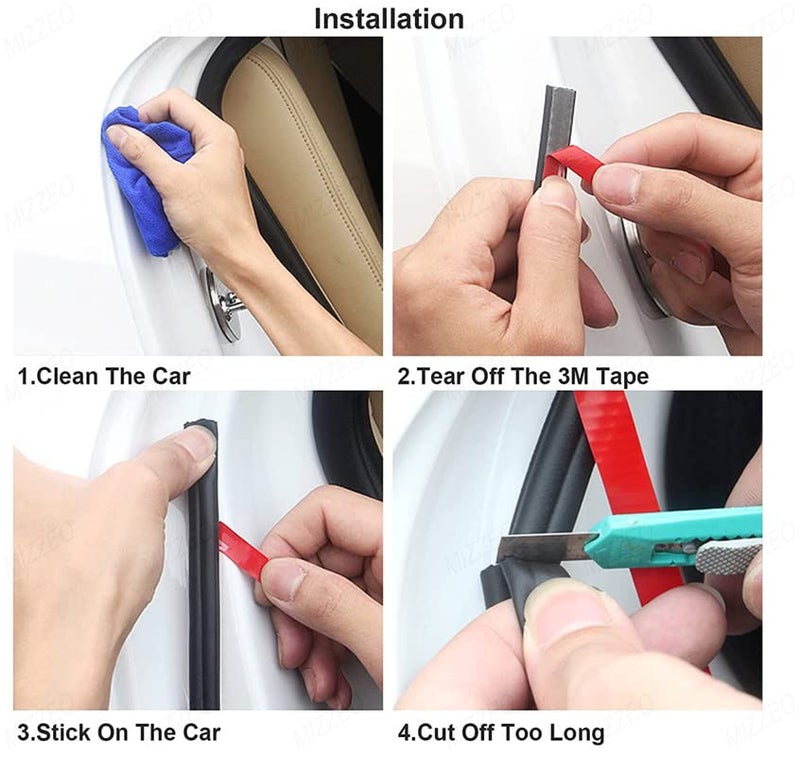 MIZZEO 16Ft Car Door Edge Guards Universal Rubber Car Door Edge Protector U Shape (Black) Seal Strip Compatible with Maruti Suzuki S-Cross - Image 4