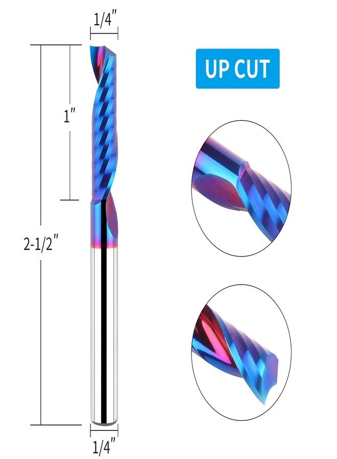 EANOSIC Solid Carbide Single Flute End Mill 1/4” Shank, Upcut CNC Spiral Router Bit O Flute Milling Cutter for Aluminum Plastic Acrylic PVC MDF - Image 2