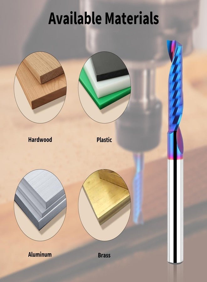 EANOSIC Solid Carbide Single Flute End Mill 1/4” Shank, Upcut CNC Spiral Router Bit O Flute Milling Cutter for Aluminum Plastic Acrylic PVC MDF - Image 3