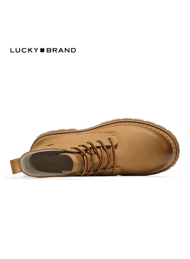 Lucky Brand Martin Boots Women's Clover American Style Qixi Couple Leather Outdoor Hiking Shoes Men's Ly6009 Golden Yellow Size 38 - Image 5
