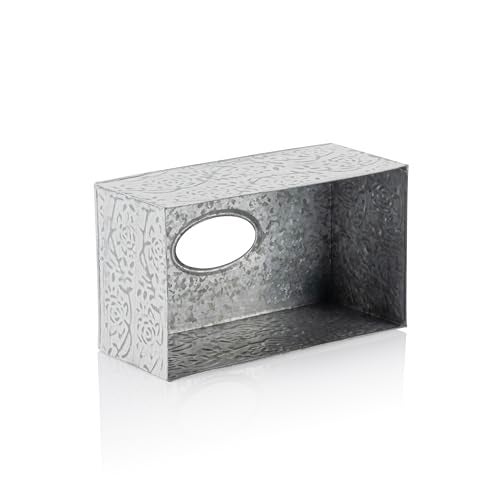 CRAFTSMAN ROAD Modern Farmhouse Decorative Tissue Box Holder - Distressed White, Rustic Metal Design for Bathroom - Image 5