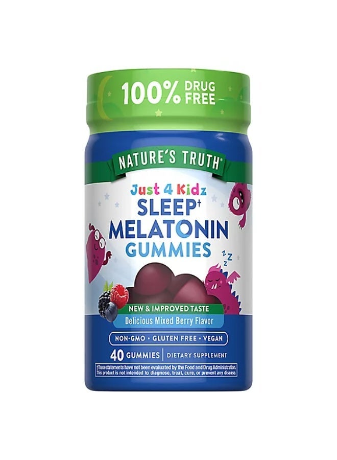 Nature's Truth Kids Melatonin Gummy | 1mg | 40 Count | Vegan, Non-GMO & Gluten Free Gummies | Cherrylicious Flavor Packaging May Vary - Image 1