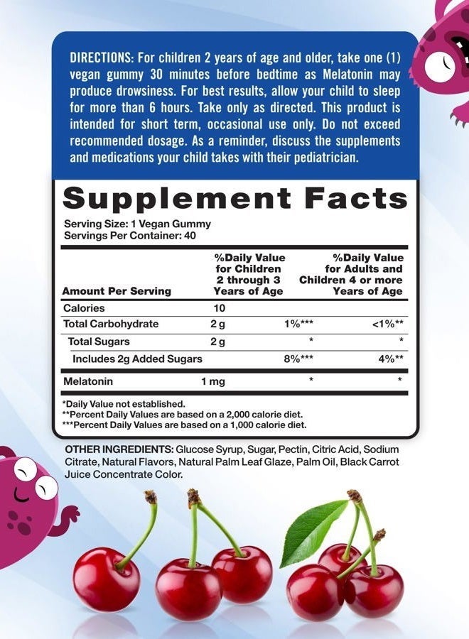 Nature's Truth Kids Melatonin Gummy | 1mg | 40 Count | Vegan, Non-GMO & Gluten Free Gummies | Cherrylicious Flavor Packaging May Vary - Image 4