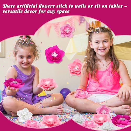 JOLYEAK 5pcs Pink Paper Flowers,3D Tissue Paper Flowers,Artificial Wall Décor Wedding Birthday Backdrop Centerpieces Party Decorations Supplies (Pink) - Image 5