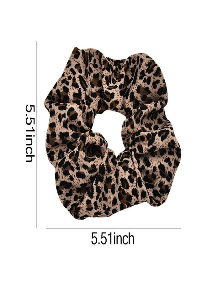 Guqqeuc 2 PCS Leopard Print Hair Scrunchies Satin Hair Bobbles Cheetah Print Scrunchy Hair Ties Elastic for Women Girls Silk Ponytail Holders Soft Hair Bobble Tie for Long Thick Hair Accessories - Image 2
