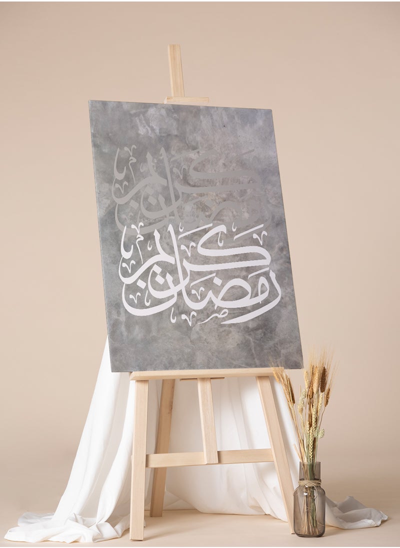 LOWHA - Canvas Wall Art Stretched Over Wooden Frame for Ramadan with Ramdan Kareem Painting - Image 1