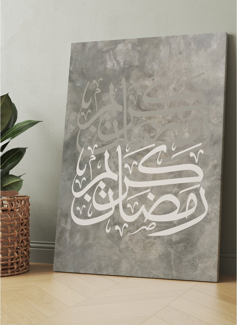 LOWHA - Canvas Wall Art Stretched Over Wooden Frame for Ramadan with Ramdan Kareem Painting - Image 1
