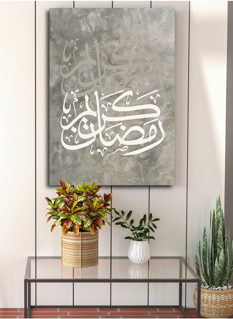LOWHA - Canvas Wall Art Stretched Over Wooden Frame for Ramadan with Ramdan Kareem Painting - Image 1