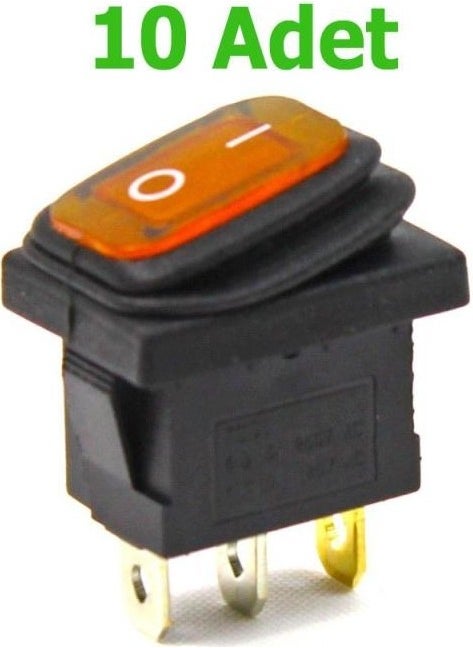 KAMPA Bellows Illuminated Switch 10 Pieces Orange, On-Off 3 Pin - Button Push Button Switch  - Image 1