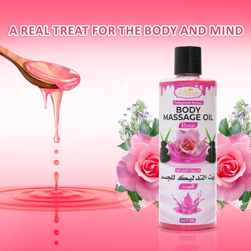 ECOLYTE+ La Parisienne Professional Body Massage Oil with Rose - 500 ml for Enhanced Circulation and Stress Relief - Image 4