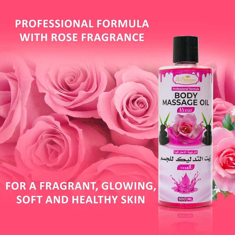 ECOLYTE+ La Parisienne Professional Body Massage Oil with Rose - 500 ml for Enhanced Circulation and Stress Relief - Image 3