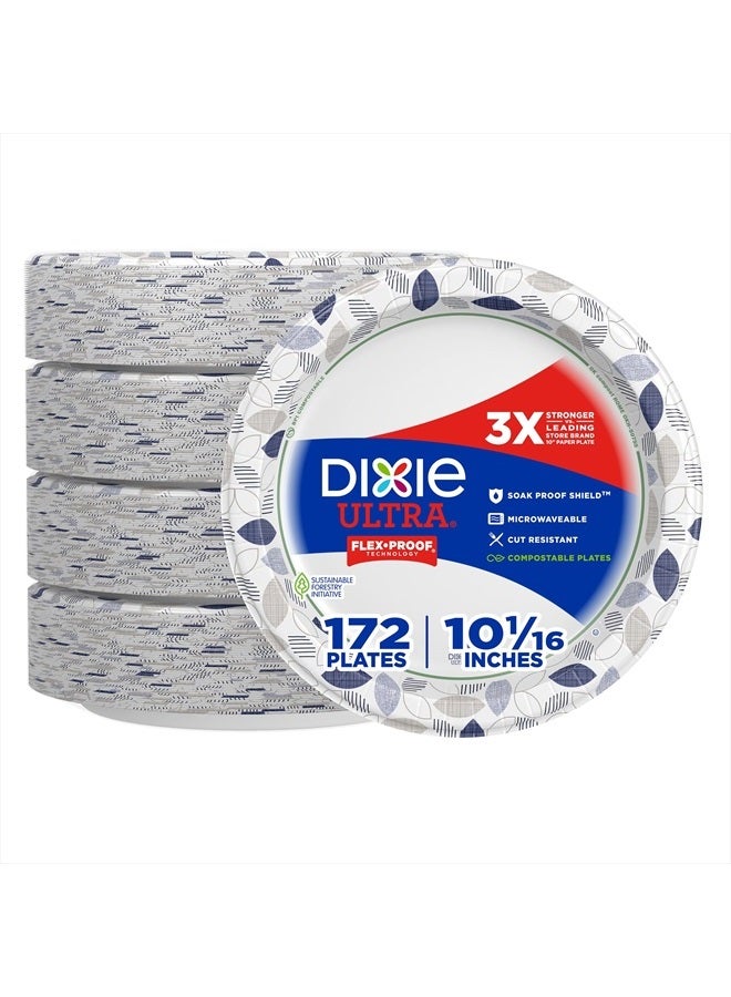 Dixie Ultra, Large Paper Plates, 10 Inch, 172 Count, 3X Stronger*, Heavy Duty, Microwave-Safe, Soak-Proof, Cut Resistant, Disposable Plates For Heavy, Messy Meals - Image 1