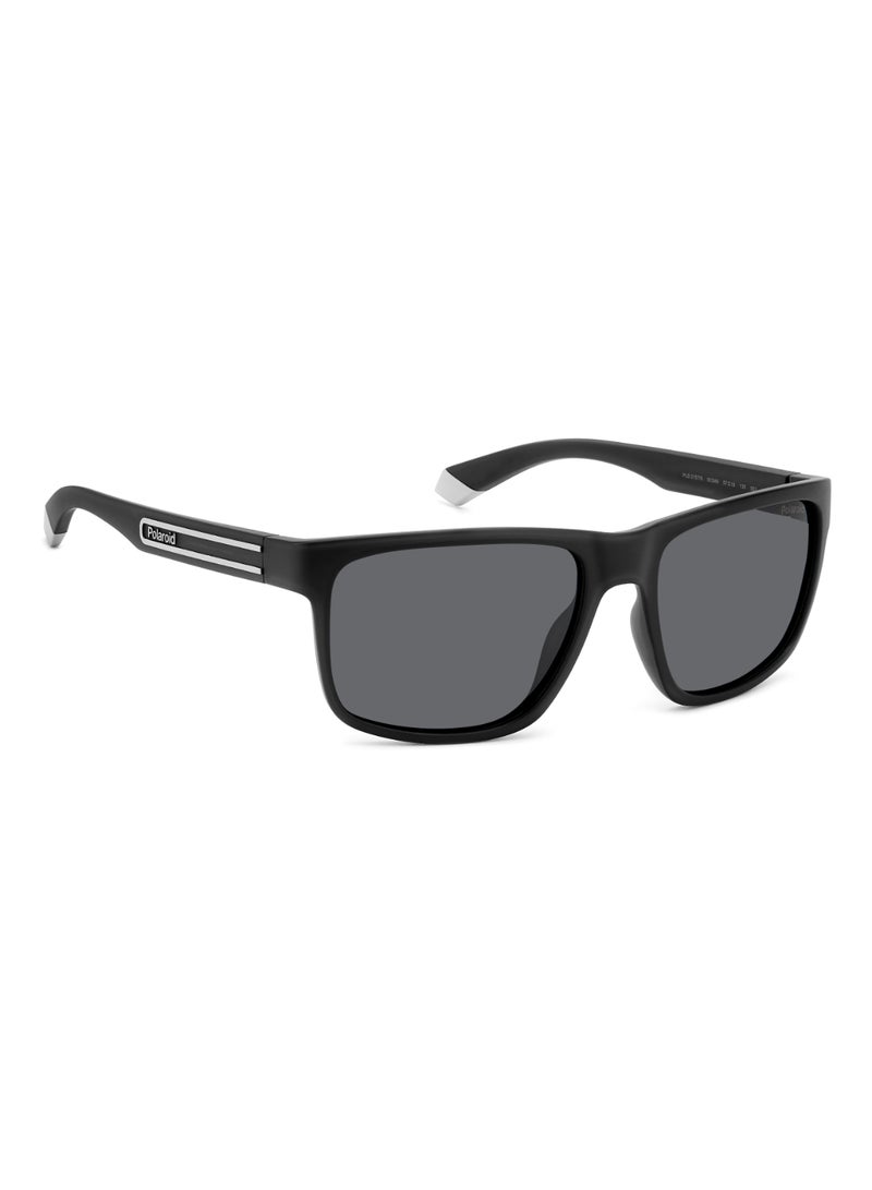 Polaroid Men's Polarized Rectangular Shape  Sunglasses PLD 2157/S GREY 43 - Lens Size: 43 Mm - Mtt Black - Image 2