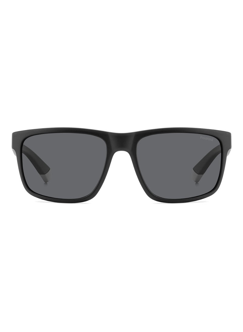 Polaroid Men's Polarized Rectangular Shape  Sunglasses PLD 2157/S GREY 43 - Lens Size: 43 Mm - Mtt Black - Image 3