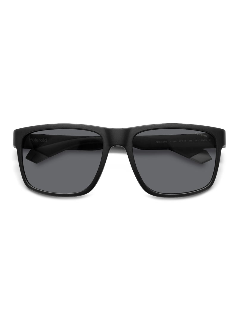 Polaroid Men's Polarized Rectangular Shape  Sunglasses PLD 2157/S GREY 43 - Lens Size: 43 Mm - Mtt Black - Image 4