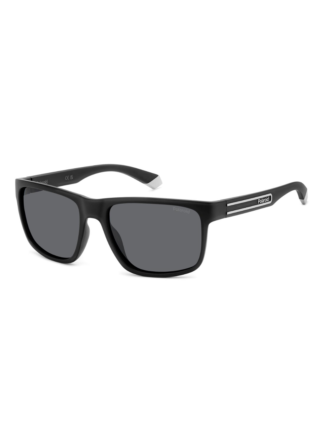 Polaroid Men's Polarized Rectangular Shape  Sunglasses PLD 2157/S GREY 43 - Lens Size: 43 Mm - Mtt Black 