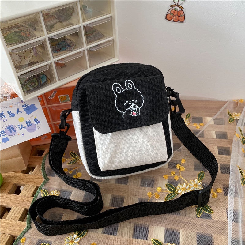 New 2024 Student Cute Shoulder Bag Small Capacity Casual Canvas Bag Small Fresh Crossbody Bag Daily Mobile Phone Bag - Image 2