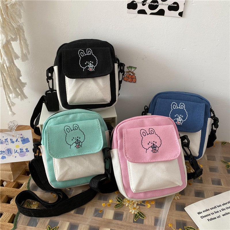 New 2024 Student Cute Shoulder Bag Small Capacity Casual Canvas Bag Small Fresh Crossbody Bag Daily Mobile Phone Bag - Image 3