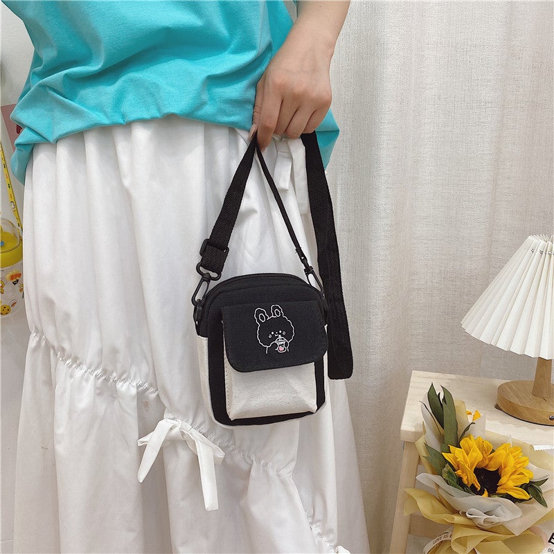 New 2024 Student Cute Shoulder Bag Small Capacity Casual Canvas Bag Small Fresh Crossbody Bag Daily Mobile Phone Bag - Image 5