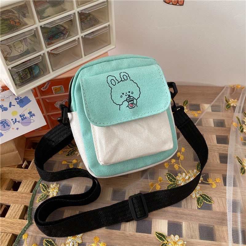 New 2024 Student Cute Shoulder Bag Small Capacity Casual Canvas Bag Small Fresh Crossbody Bag Daily Mobile Phone Bag - Image 1