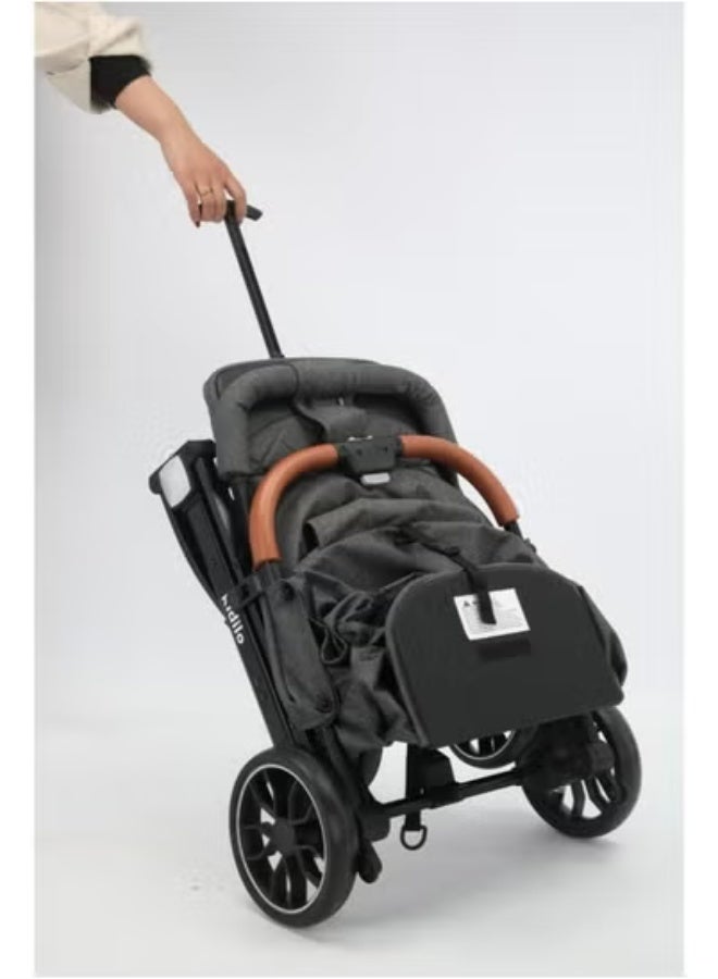 Kidilo K10G Baby Stroller, with a convertible design that folds comfortably with one hand, with five-point safety belts (Stroller weight 7.8 KG) - Image 4