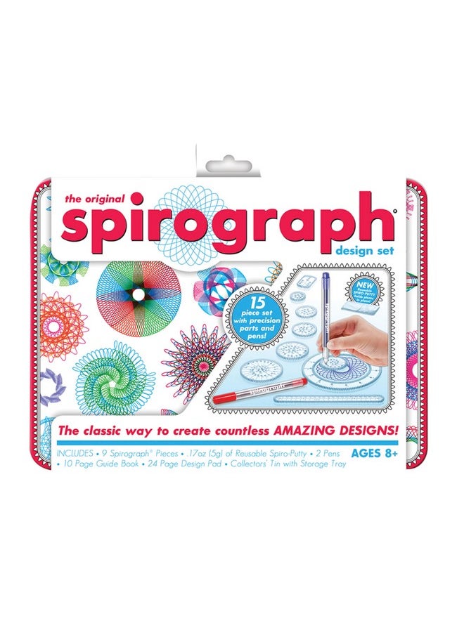 Spirograph Spirograph Design Set Collectors Tin - Arts and Crafts, Kids Toys, Art Supplies, Craft Supplies, Drawing Kit, Spiral Art, Classic Gear Design Kit, Pens, Design Sheet Included, Ages 8 and Up  - Image 1