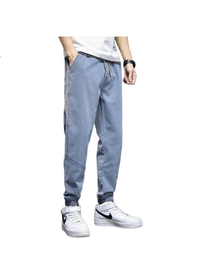 PLAYBOY Men'S Summer Workwear Casual Pants Men'S Denim Cropped Pants Thin Sports Trend Loose Cuffed Pants - Image 2