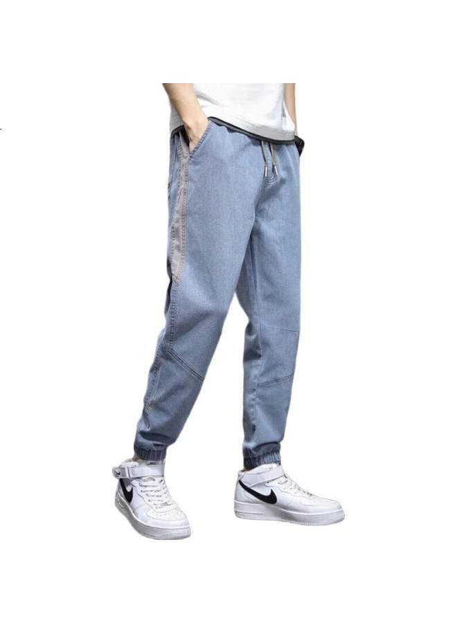 PLAYBOY Men'S Summer Workwear Casual Pants Men'S Denim Cropped Pants Thin Sports Trend Loose Cuffed Pants - Image 1