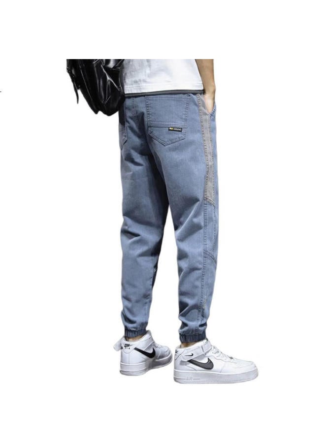 PLAYBOY Men'S Summer Workwear Casual Pants Men'S Denim Cropped Pants Thin Sports Trend Loose Cuffed Pants - Image 3