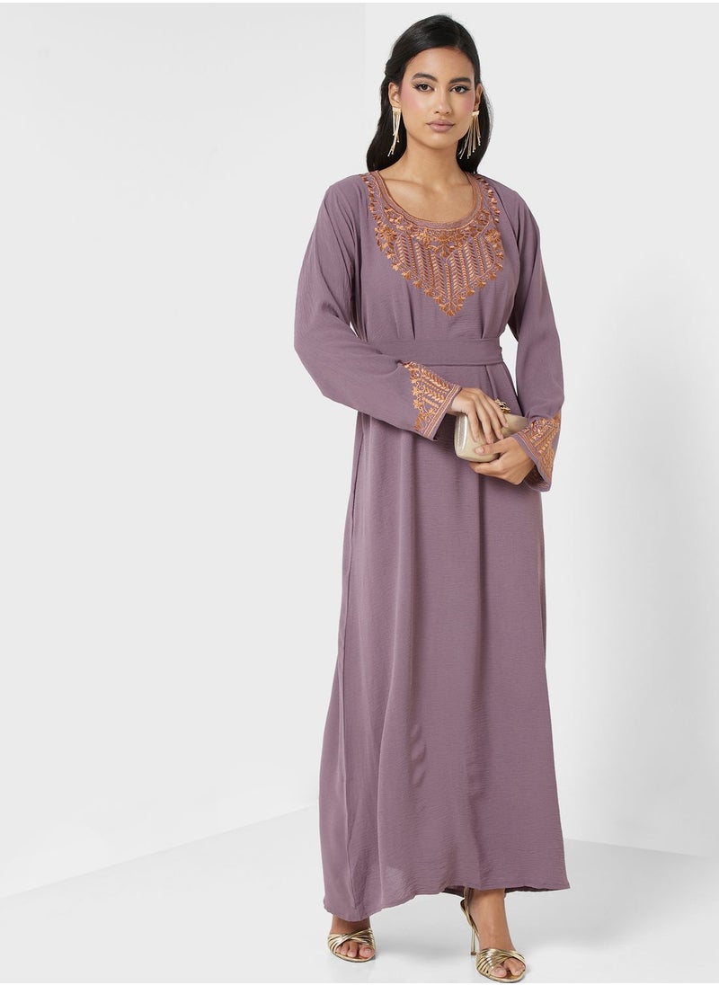 hayas closet - Embroidered Belted Jalabiya - Image 1