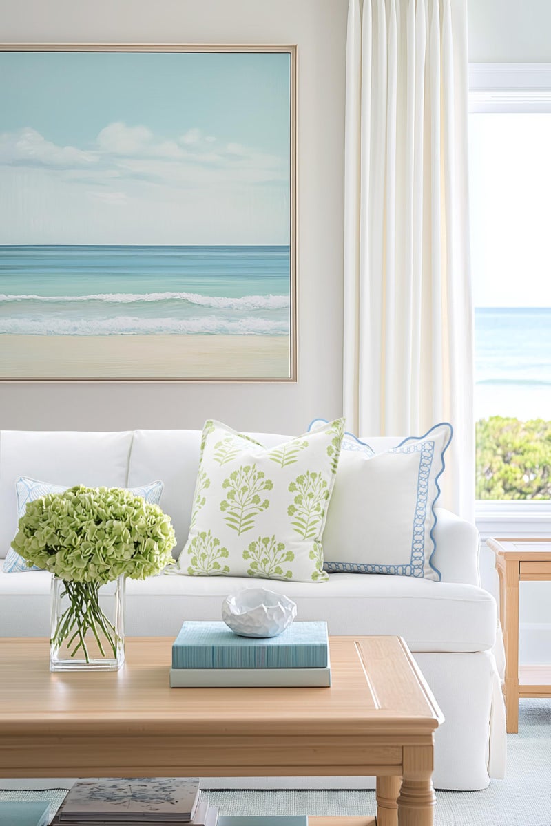 Hofdeco Premium Coastal Patio Indoor Outdoor Throw Pillow Cover Only, 20"x20" Water Repellent for Backyard, Couch, Green Print Floral - Image 3