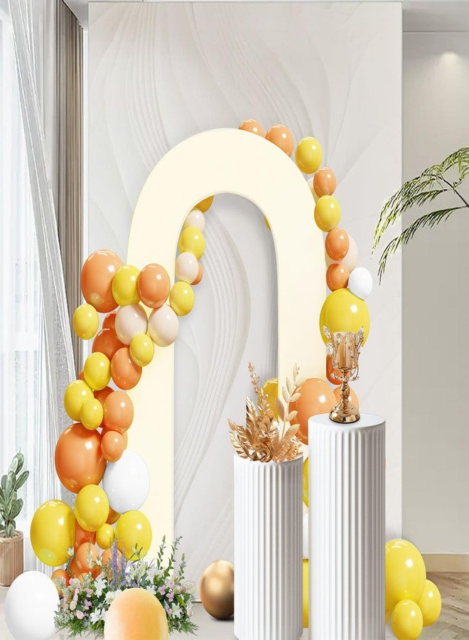 Peomeise 7.2Ft Spandex Open Arch Backdrop Cover，U-Shaped 2-Sided Cover，Round Top Chiara Stand Cover For Birthday Party Wedding Ceremony Baby Shower Decoration，Beige - Image 5