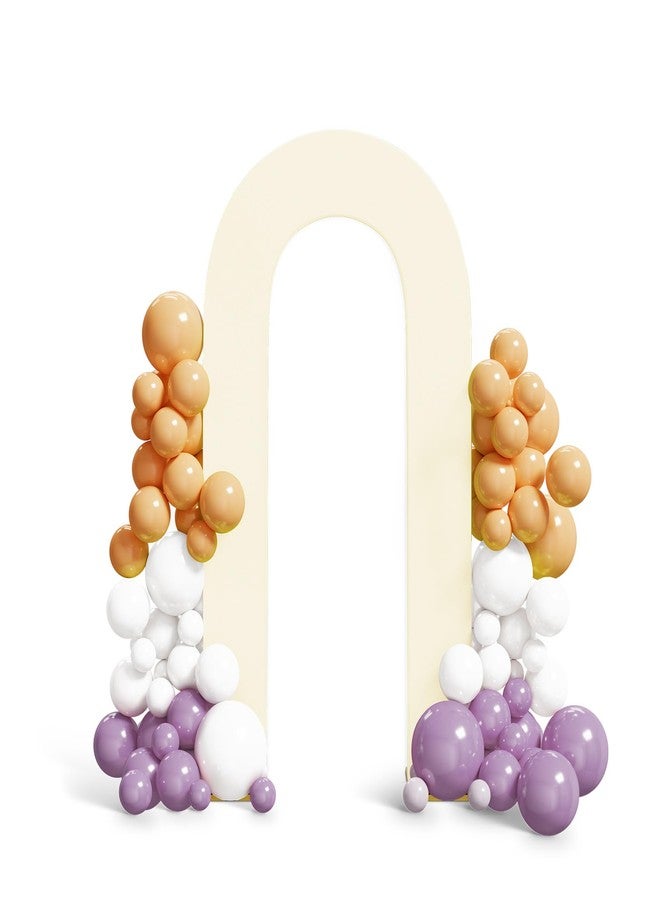 Peomeise 7.2Ft Spandex Open Arch Backdrop Cover，U-Shaped 2-Sided Cover，Round Top Chiara Stand Cover For Birthday Party Wedding Ceremony Baby Shower Decoration，Beige - Image 1