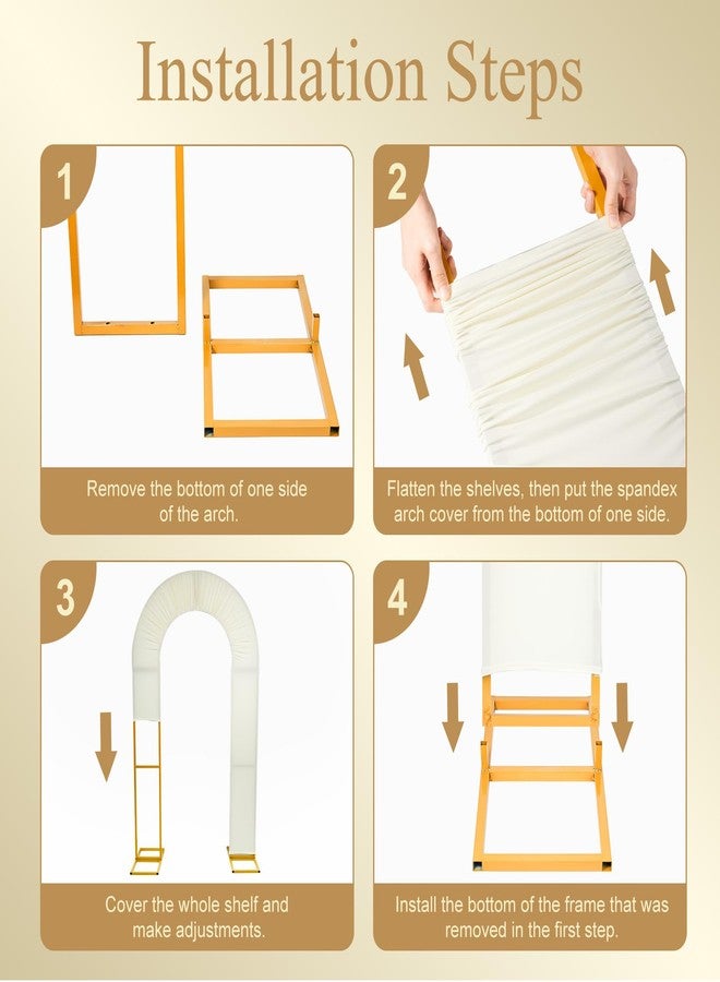 Peomeise 7.2Ft Spandex Open Arch Backdrop Cover，U-Shaped 2-Sided Cover，Round Top Chiara Stand Cover For Birthday Party Wedding Ceremony Baby Shower Decoration，Beige - Image 4