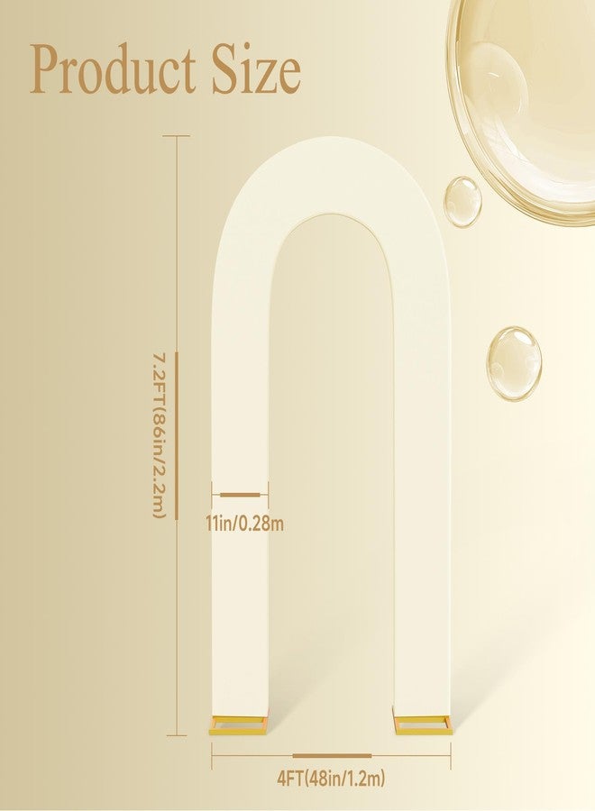 Peomeise 7.2Ft Spandex Open Arch Backdrop Cover，U-Shaped 2-Sided Cover，Round Top Chiara Stand Cover For Birthday Party Wedding Ceremony Baby Shower Decoration，Beige - Image 2
