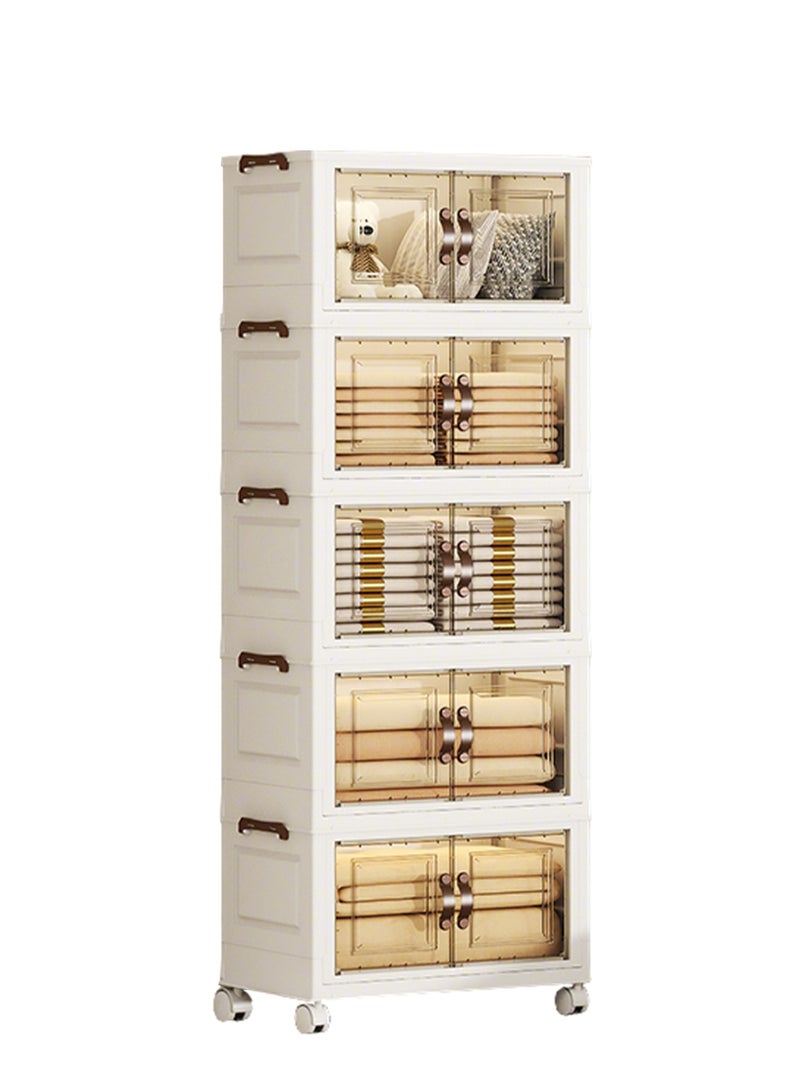 أولييرو خزانة تخزين بلاستيكية قابلة للطي بخمس طبقات، مقاس 40×28×104.5 سم - Image 5