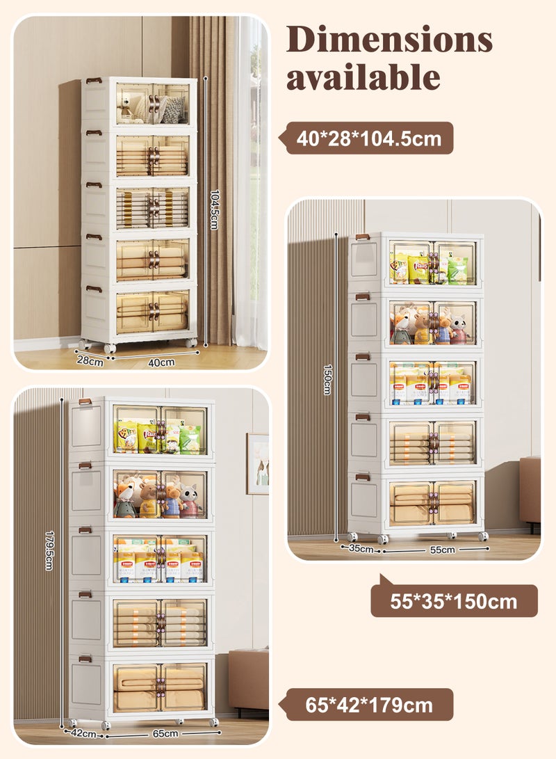 أولييرو خزانة تخزين بلاستيكية قابلة للطي بخمس طبقات، مقاس 40×28×104.5 سم - Image 1