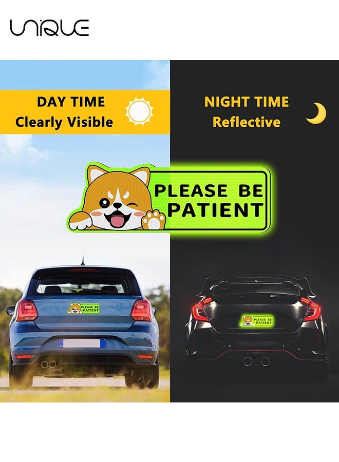 يونيك 3 قطع عاكسة ملصقات سائق جديد للسيارة ، مغناطيس سيارة سائق الطالب ، ملصق عاكس للسائق الجديد لملصق مغناطيس ممتص الصدمات للسيارة ، حافظ على المسافة يرجى أن تكون علامة سلامة المريض (فصيل كورجي لطيف) - Image 5