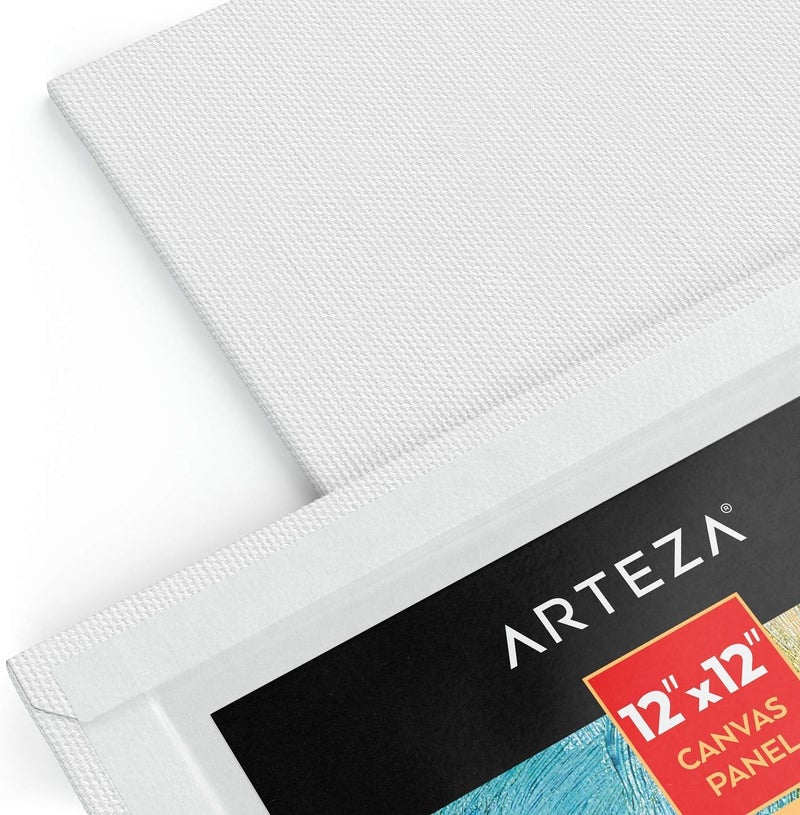 ARTEZA Canvas Boards for Painting, Pack of 14, 12 x 12 Inches, Square Blank Canvas Panels, 100% Cotton, 12.3 oz Gesso-Primed, Art Supplies for Acrylic Pouring and Oil Painting - Image 3