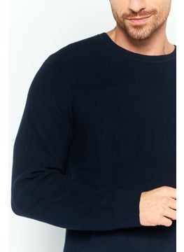 Michael Kors Men Crew Neck Embroidered Logo Sweater, Navy  - Image 3