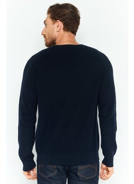 Michael Kors Men Crew Neck Embroidered Logo Sweater, Navy  - Image 4