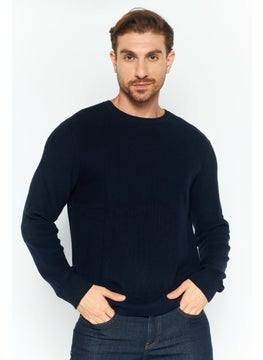 Michael Kors Men Crew Neck Embroidered Logo Sweater, Navy  - Image 1