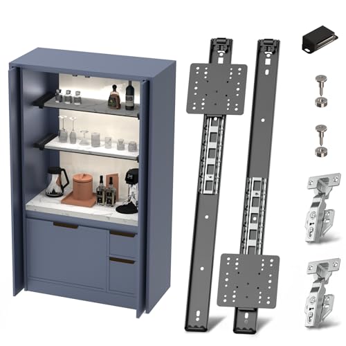 Dolenor Cabinet Pocket Door Slide System Kit 222PCS Inset Sliding Hardware for Hidden Cabinet Doors 45lbs Capacity Space Saving Pocket Door Hardware for Kitchen Pantry Closet - Image 1