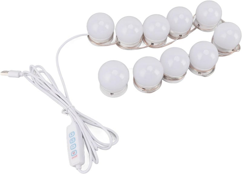 مرآة زينة LED مع 10 لمبات قابلة للتعتيم، مرآة مزودة بمنفذ USB، ألوان وسطوع، مصممة لغرفة الملابس والحمام، 3 درجات حرارة لونية ووظيفة الذاكرة - Image 3