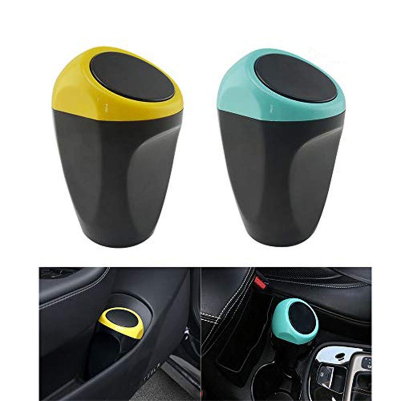Lifreer 2PCS Mini Car Trash Can - Yellow and Blue - Image 1