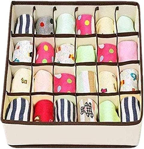 ARABELLA RETAIL ARABELLA RETAIL 24 Cell 2 Pcs Undergarments Organizer For Women Socks Organizer For Wardrobe Men Socks Organizer For Wardrobe Underwear Organizer Bra Panty Organizer For Wardrobe Cream - Image 3