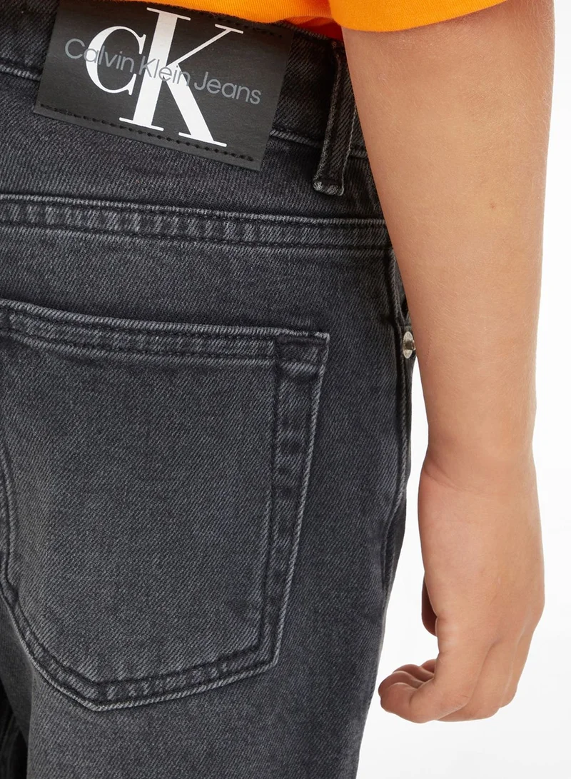 Calvin Klein Jeans Kids Washed Embroidered Denim Shorts
