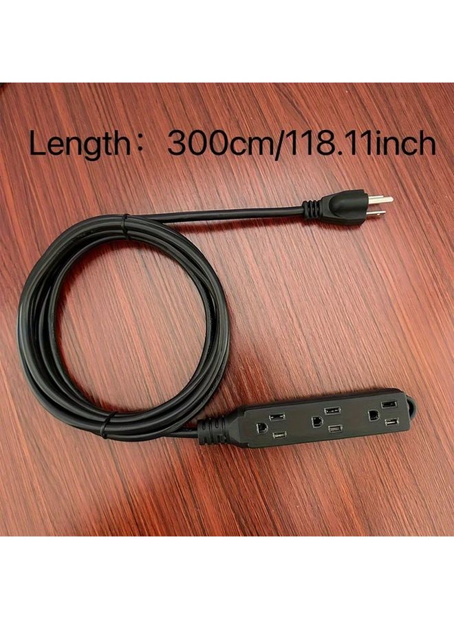 Heavy Duty 10ft Surge Protector Extension Cord 3 14AWG 1800W US Plug Black - Image 4